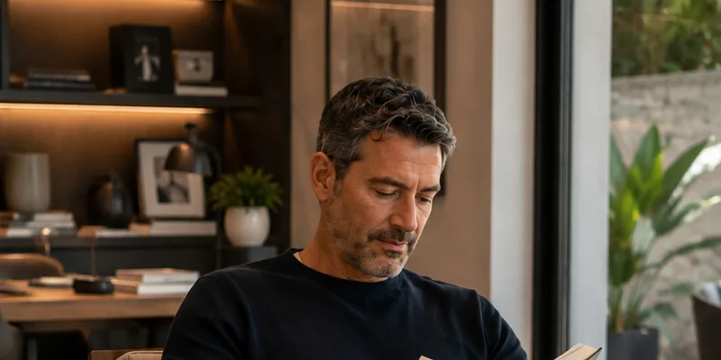 Investidor em casa avaliando o que tem investido, antes da conversa com o especialista.